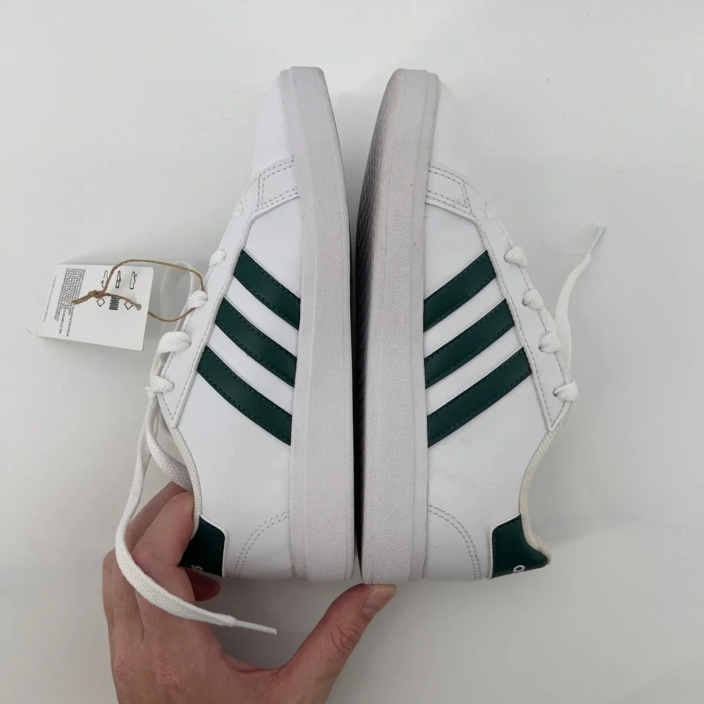 Adidas 1.5 Little Kid Grand Court 2.0 Lace Up Sneakers White Green Casual‎ NWT